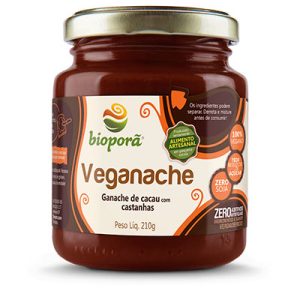 Veganache de cacau com castanhas - Bioporã