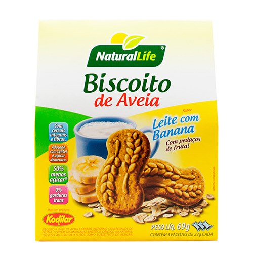 Biscoito de Aveia Leite com Banana - Natural life